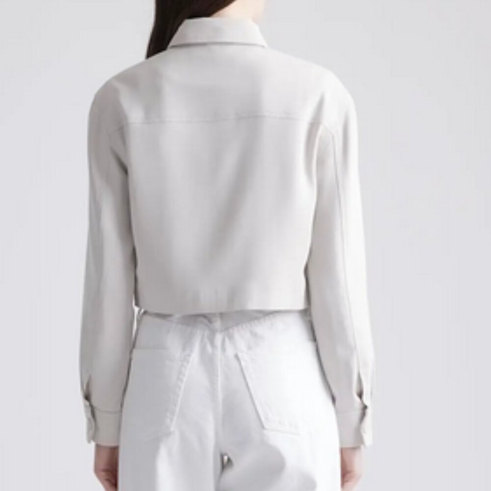 NWT Quince Stretch Crepe Cropped Jacket in Sand Sz XS - Picture 5 of 9